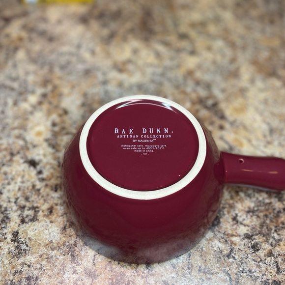 Rae Dunn “Soup” bowl w handle. Burgundy, white lettering, Microwave & Oven safe - Picture 9 of 10